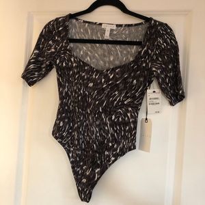 Leith Black Swirl Cat Bodysuit NWT